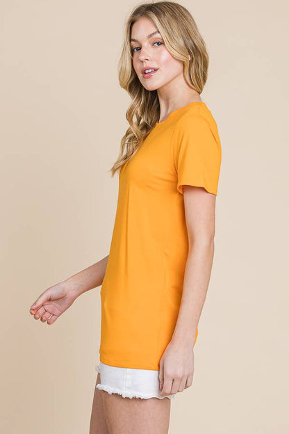 Crew Neck Short Sleeve Fitted Top: M, NEW OLIVE