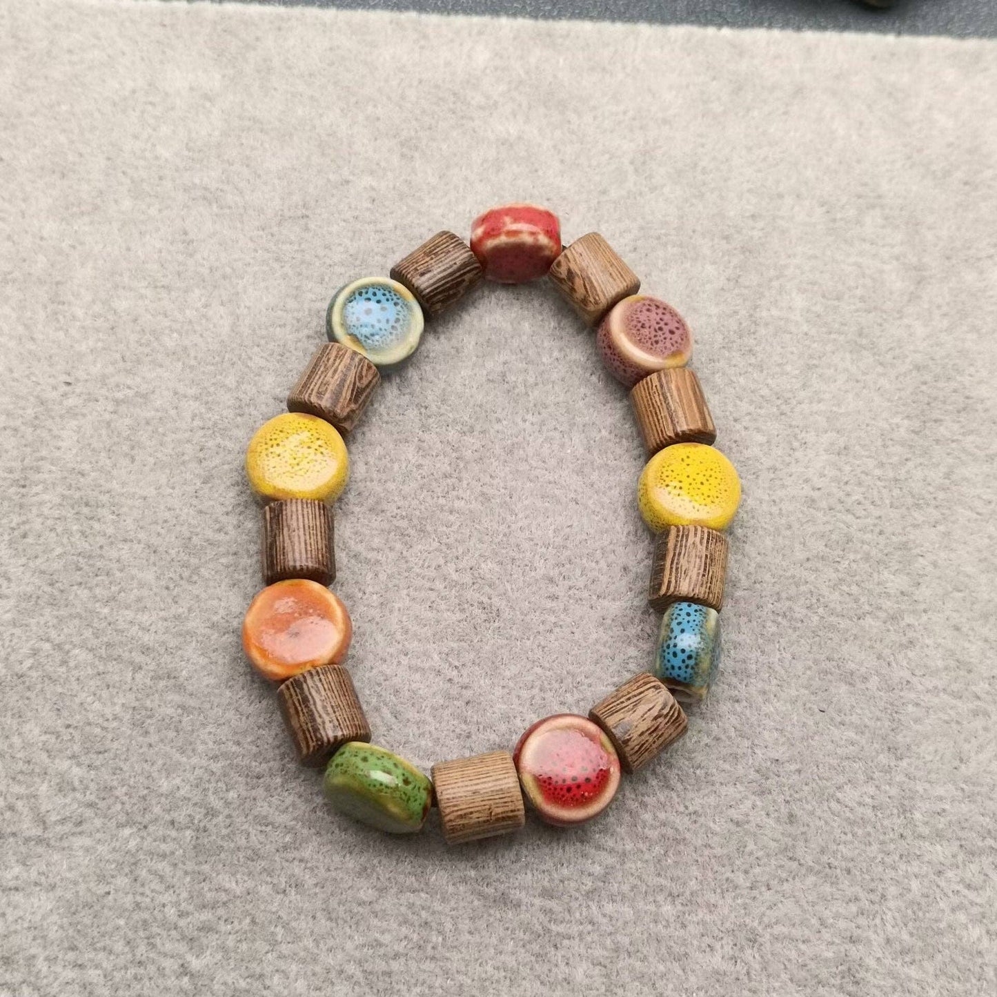 Multi-style Handmade Ceramic Beaded Elastic Rope Bracelet