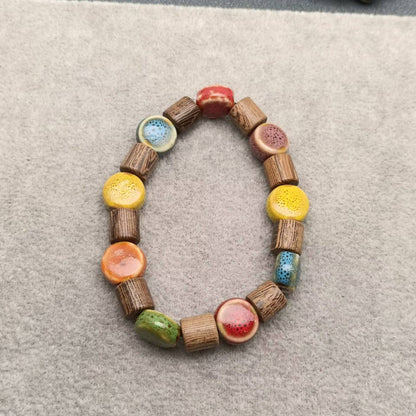 Multi-style Handmade Ceramic Beaded Elastic Rope Bracelet