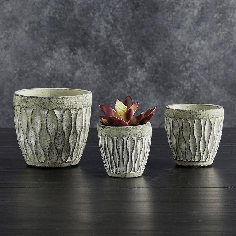 47th & Main Textured Round Cement Planter for Indoor or Outdoor Flowers Plants and More, Small