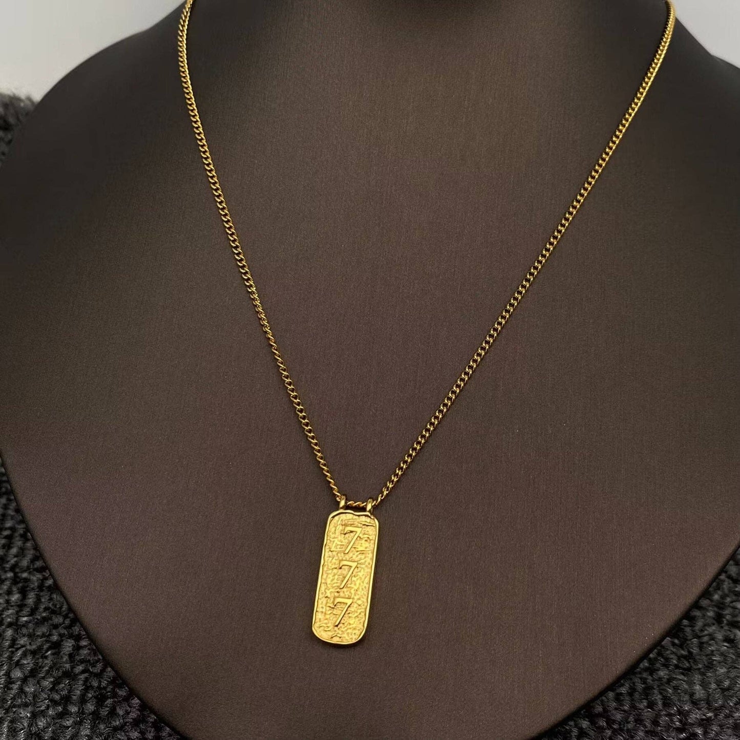 Lucky Numbers Tarot Charm 18K Gold Plated SS Necklace