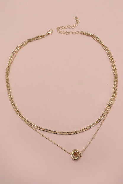gold bud double layer necklace