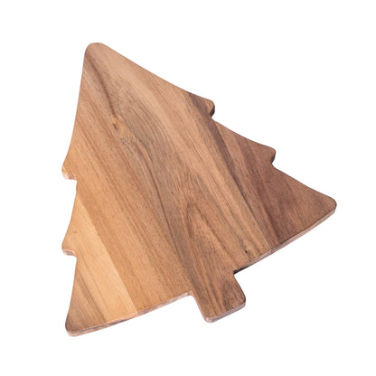 Wood 9.25" Brown Christmas Tree Serving Platter