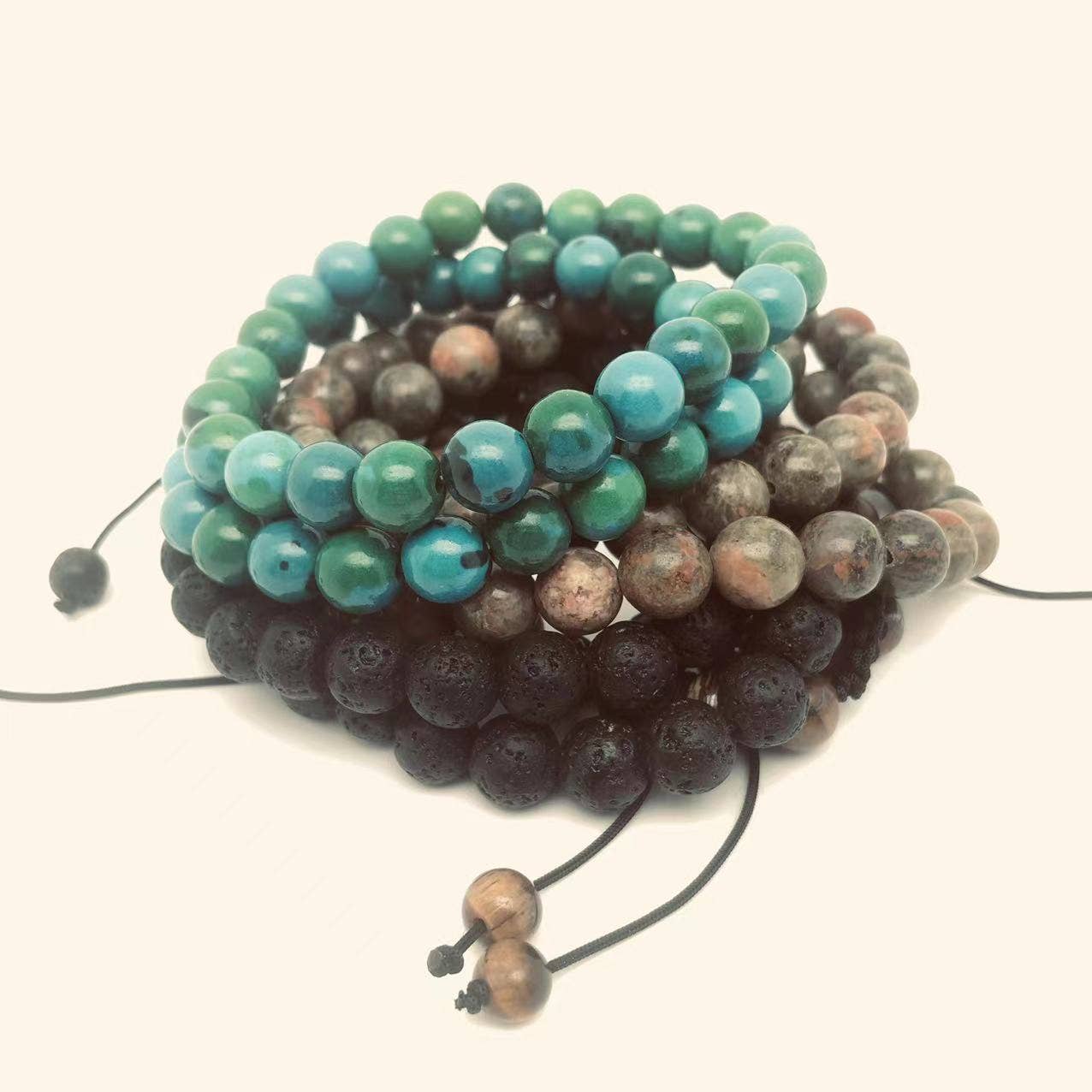 8MM Elastic Natural Stone Bracelets: Indian agate