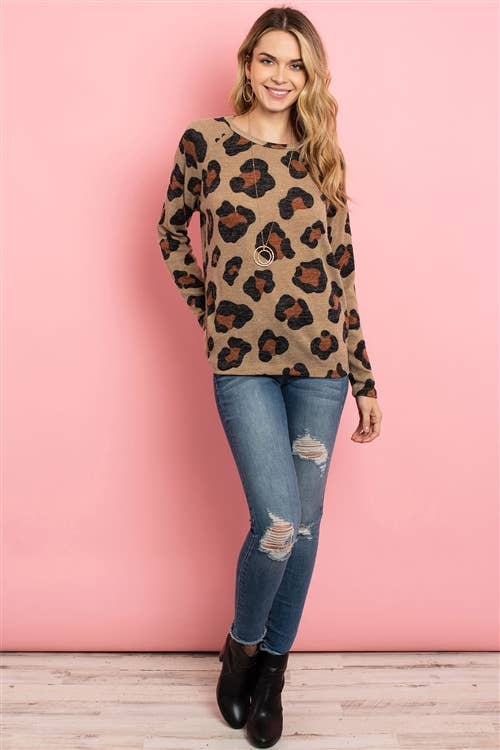 Leopard Print Long Sleeved Top