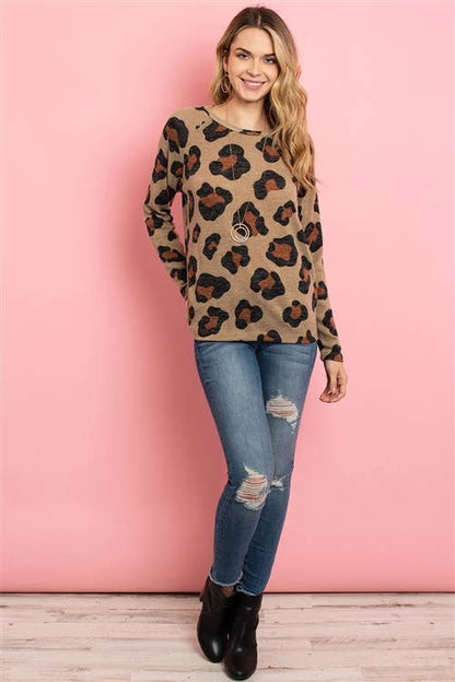 Leopard Print Long Sleeved Top