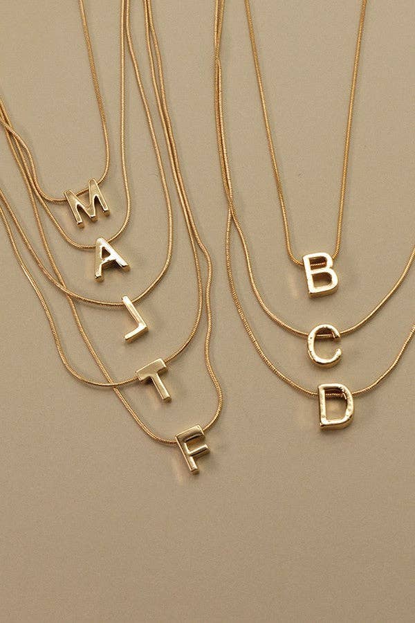 Snake Chain Initial Necklace |  D