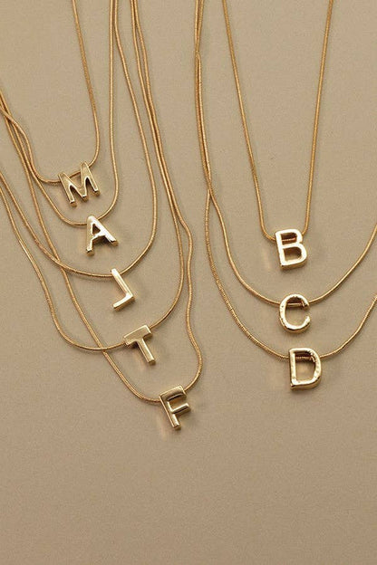 Snake Chain Initial Necklace |  D