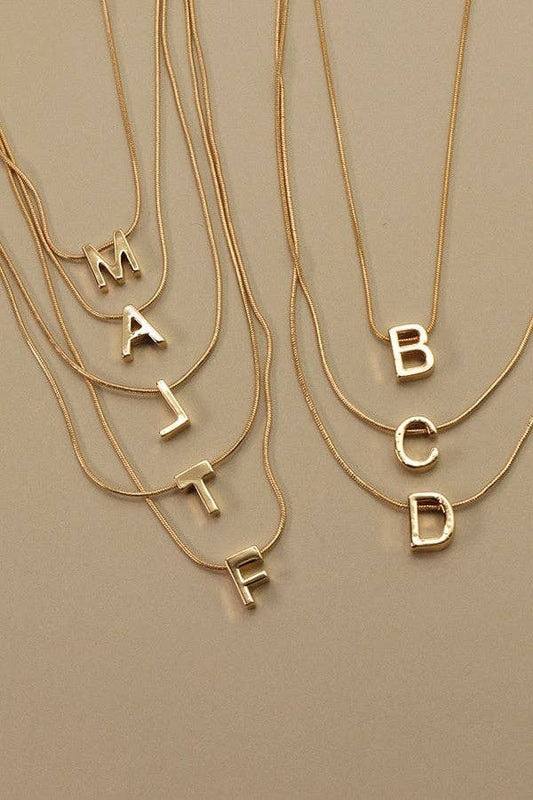 Snake Chain Initial Necklace |  D