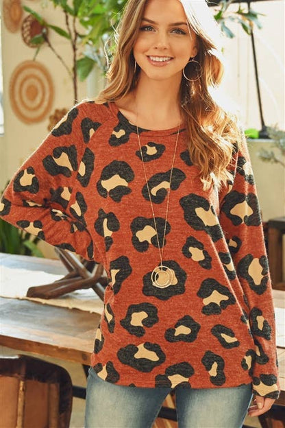 Leopard Print Long Sleeved Top