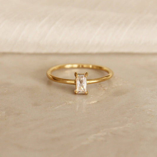 CZ Baguette Ring Green