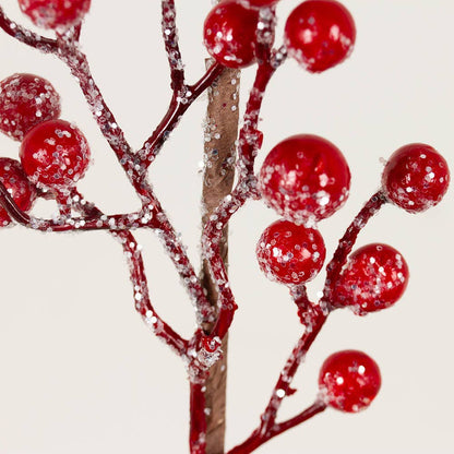 17" Frosted Red Artificial Berry Stem
