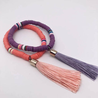 New Women Tassels Rainbow Beach Bracelets: White