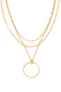 Dainty Multi Layered Chain Link Circle Pendant Necklace