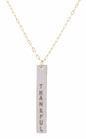30" White Enamel "Thankful" Bar with Cross on Back Necklace