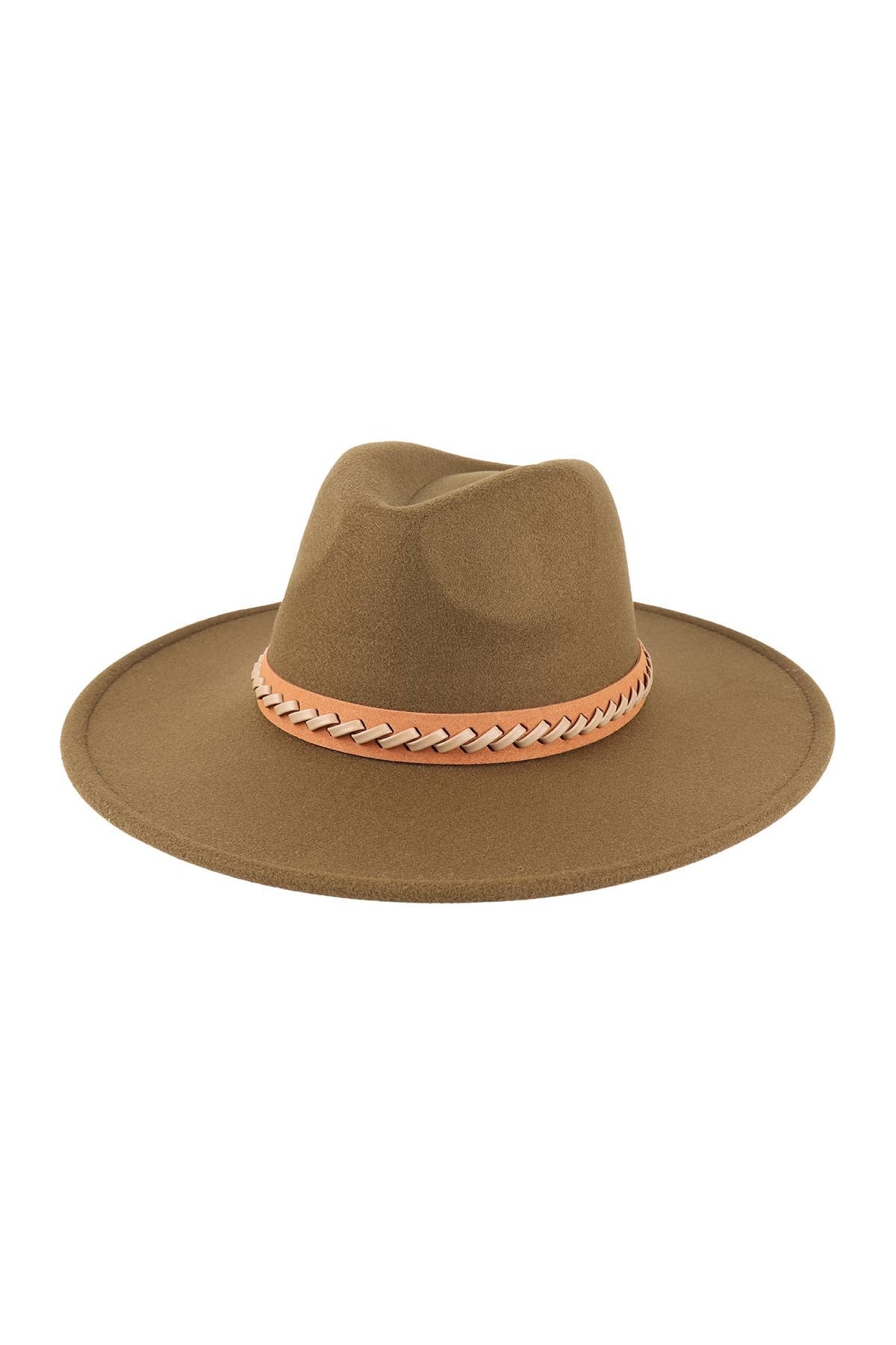 Felt Brim Hat With Leather Braided