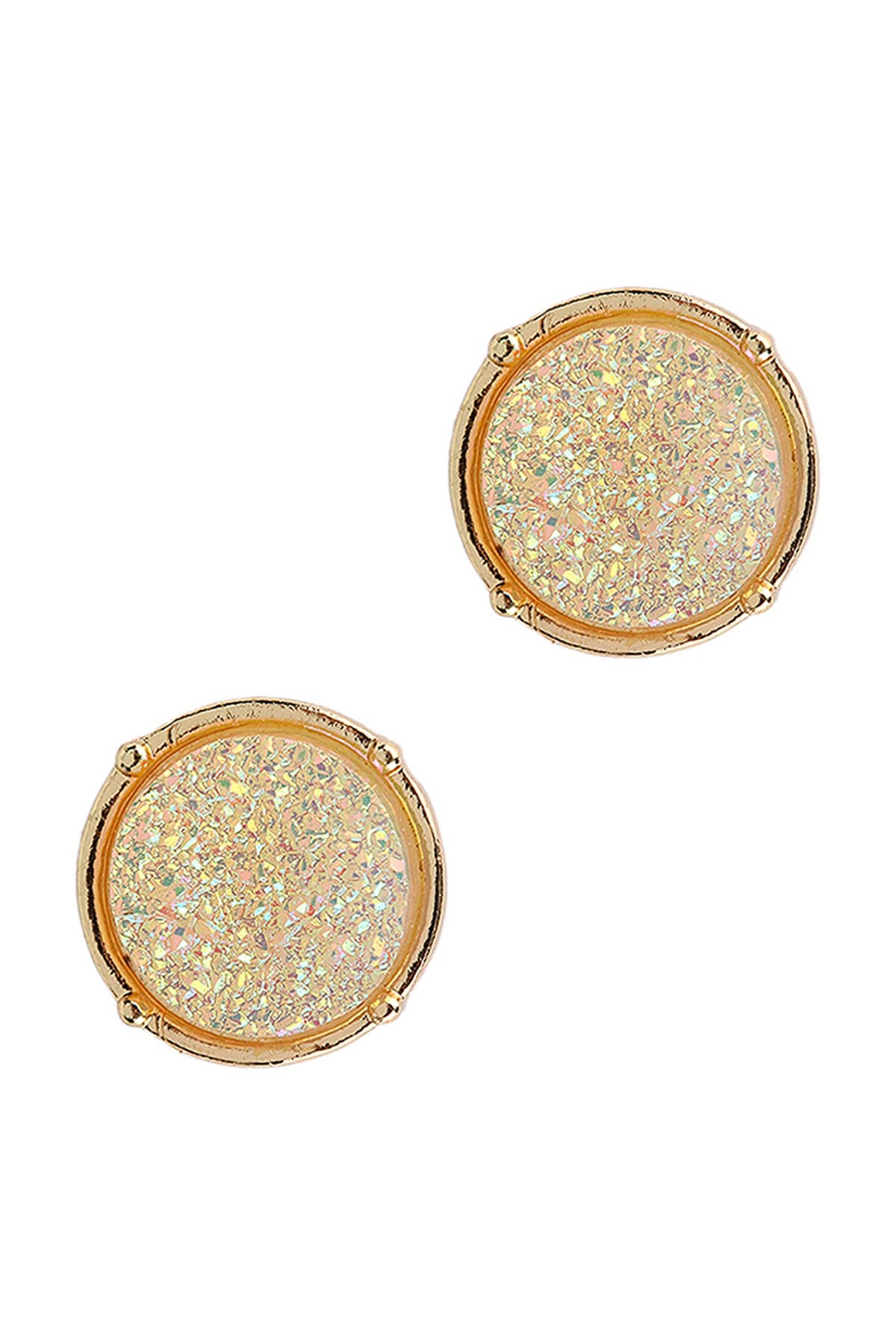 Glittered Druzy Round Post Earrings