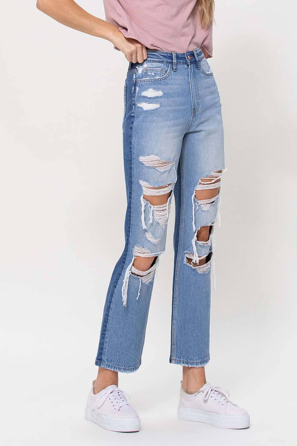 90'S VINTAGE SUPER HIGH RISE STRAIGHT JEANS T5423
