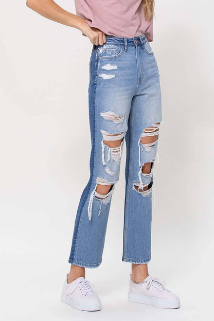 90'S VINTAGE SUPER HIGH RISE STRAIGHT JEANS T5423
