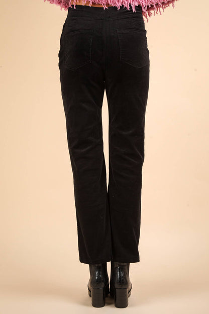 Velvet Boot Cut Pants with Back Pockets
