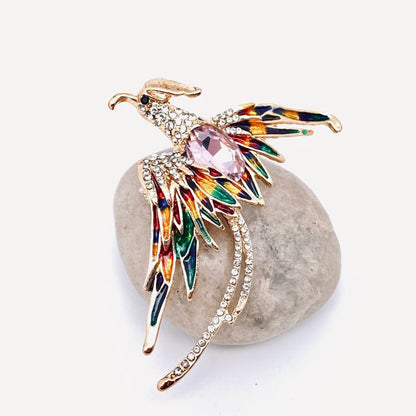 Classical Colored Rhinestone Bird Brooch