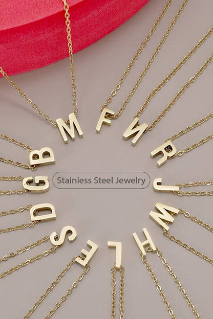 18K Stainless Steel Tarnish Free Initial Necklace