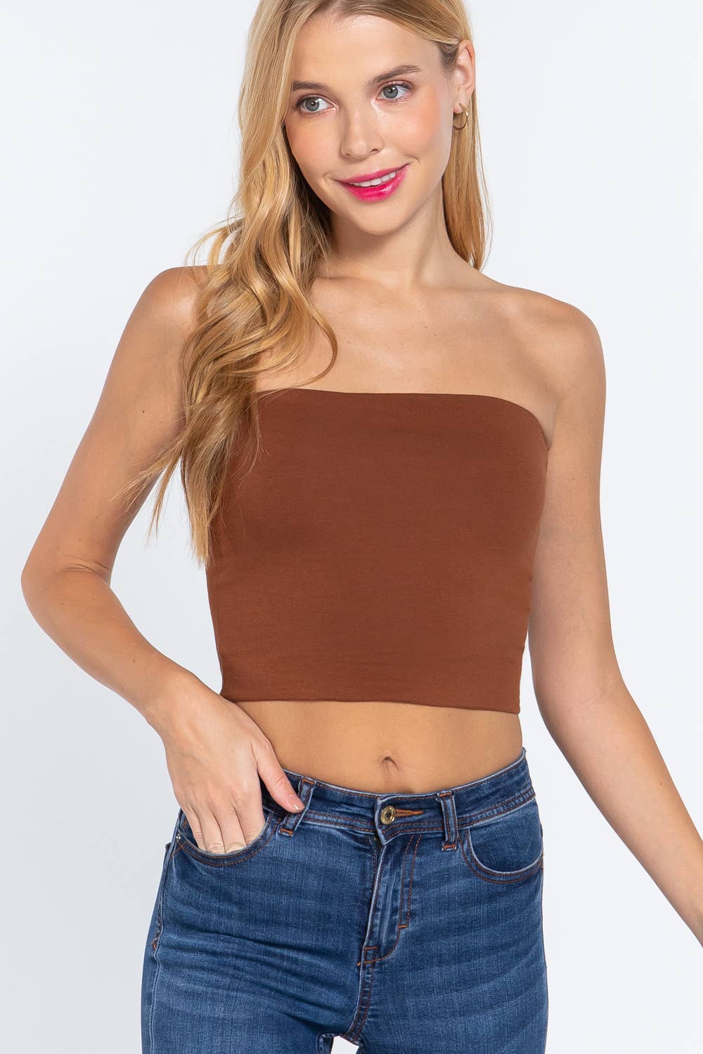 Fitted Crop Tube Cotton Spandex Top