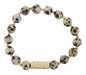 Dalmation Beaded Stretch Bracelet with Gold Disks