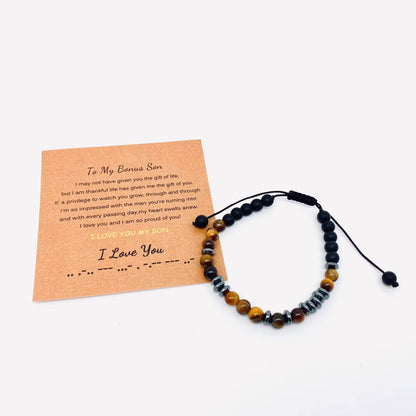 Morse Code "I Love you" Tiger's Eye Stone Gift Bracelets