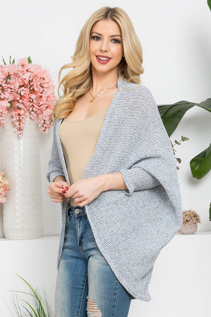 Plus Size Dolman Sleeve Open Front Cardigan