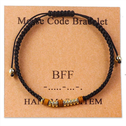 Handmade Wooden Beaded Morse Code Bracelets