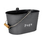 Metal Clothes Peg Bucket - Black
