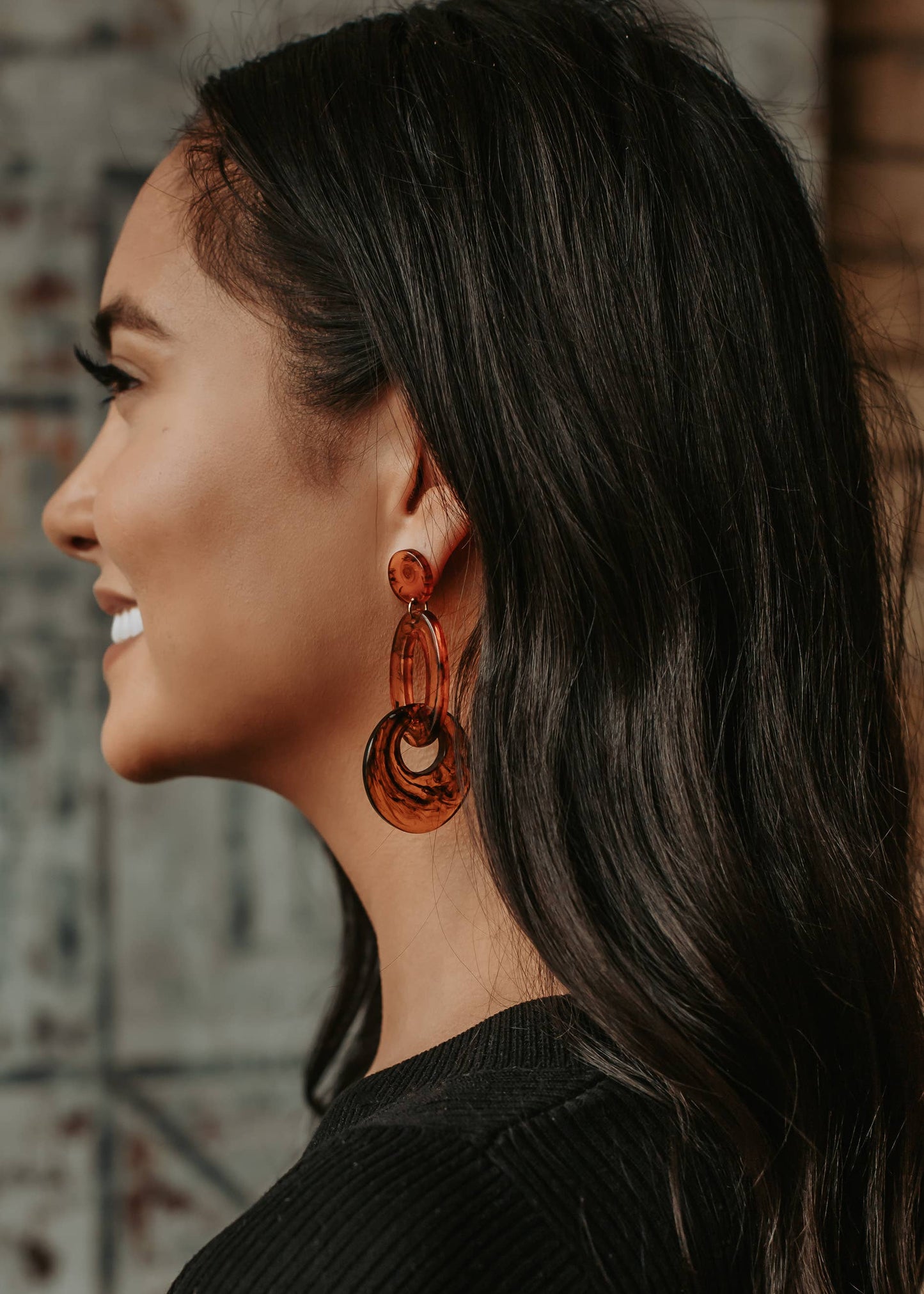 Rust acrylic earring