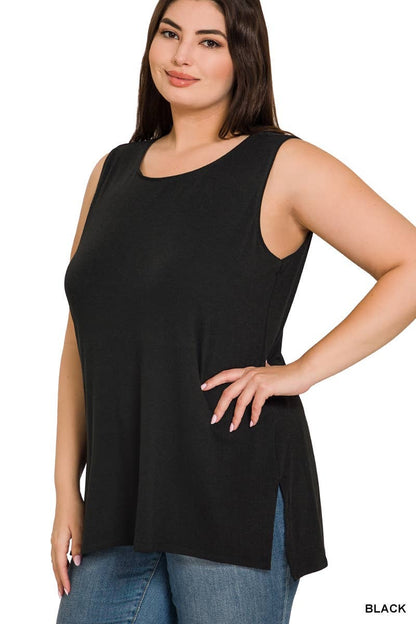 Plus Sleeveless Round Top