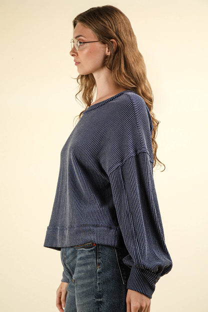 Two Tone Otto Ribbed Oversized Soft Top