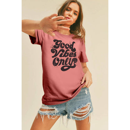 Good Vibes Only Graphic Tee: M, FRENCH NAVY