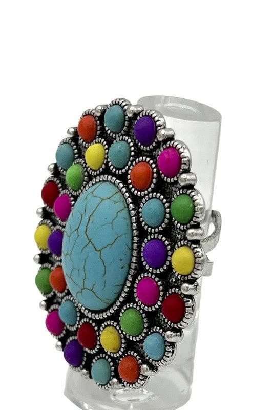 Oval Floral Gem Ring