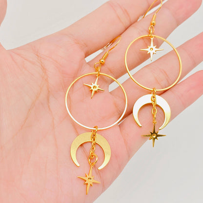 Fashion Star Moon Big Circle Earring - MS
