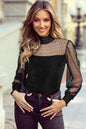 Sheer Dotty Long Sleeve Ribbed Velvet Bodysuit