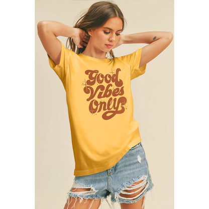 Good Vibes Only Graphic Tee: M, FRENCH NAVY