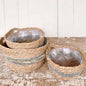 Seagrass Basket with/Liner, Gray, S/3