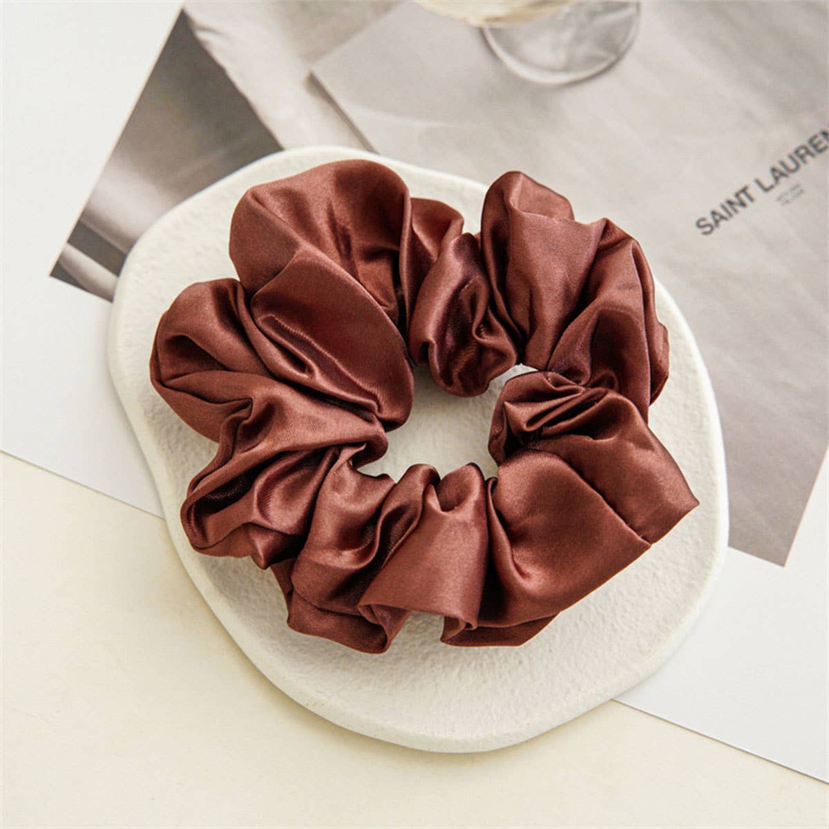 silk scrunchie wine