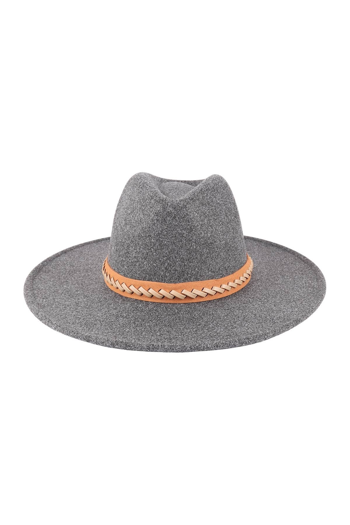 Felt Brim Hat With Leather Braided