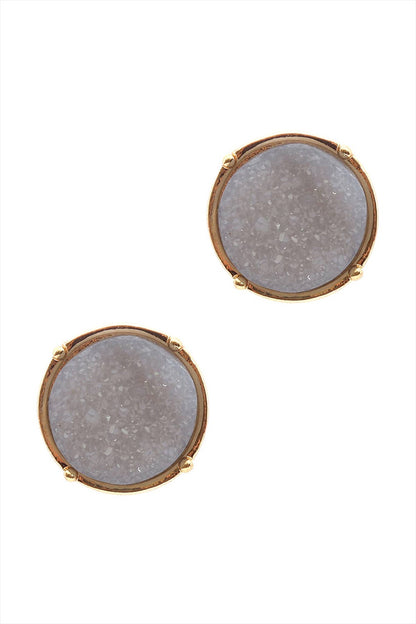 Glittered Druzy Round Post Earrings