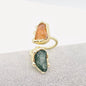 Double Color Fluorite Crystal Adjustable Ring - CS