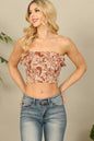 Smocked Ruffle Tube Floral Crop Top Fahion For Women