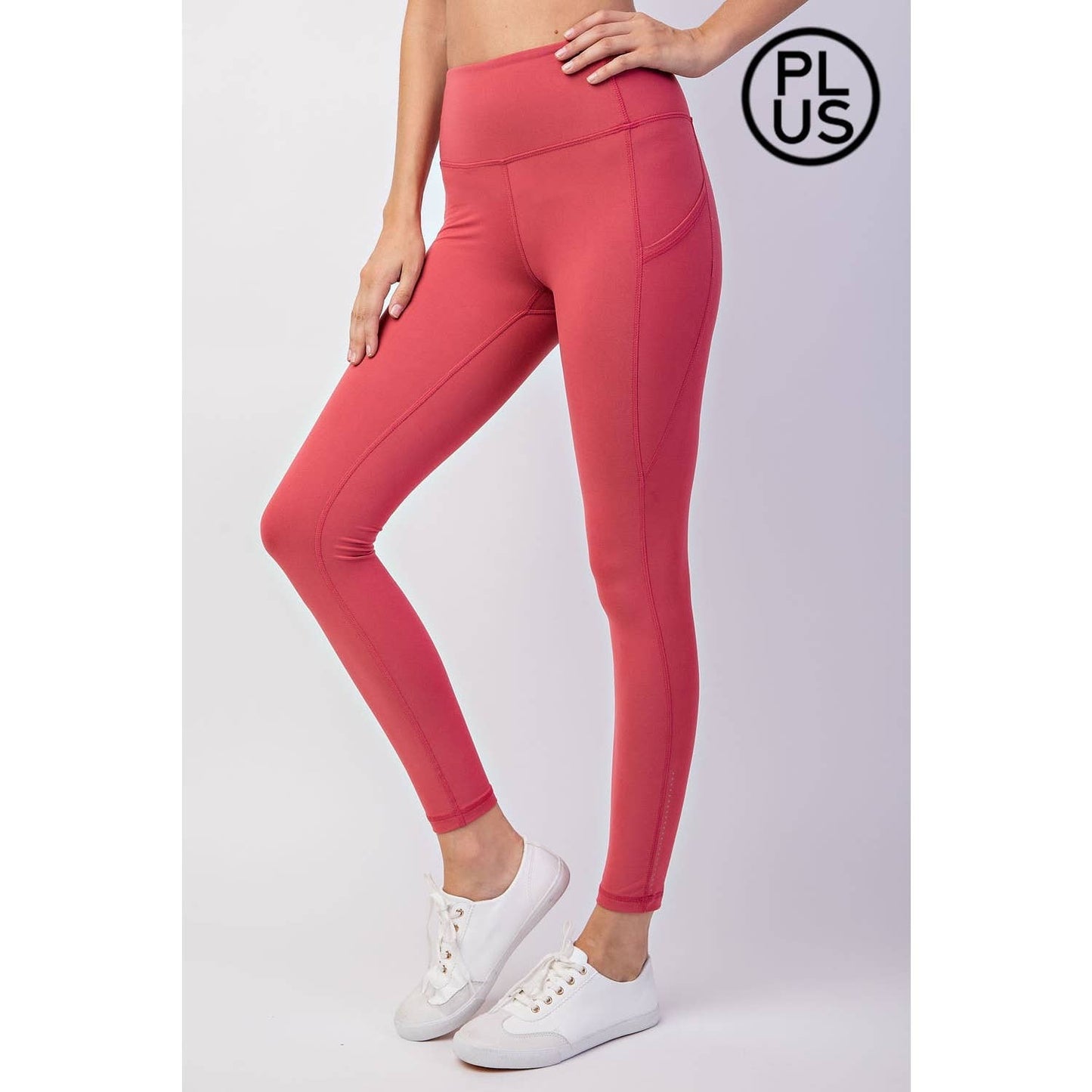 CORAL PLUS SIZE BUTTER SOFT FULL LENGTH LEGGINGS WITH REFLECTOR