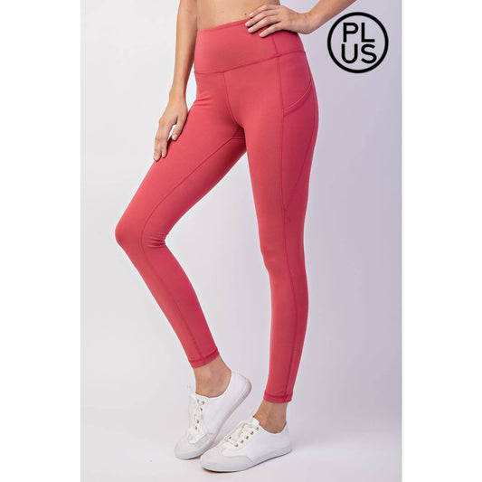 CORAL PLUS SIZE BUTTER SOFT FULL LENGTH LEGGINGS WITH REFLECTOR