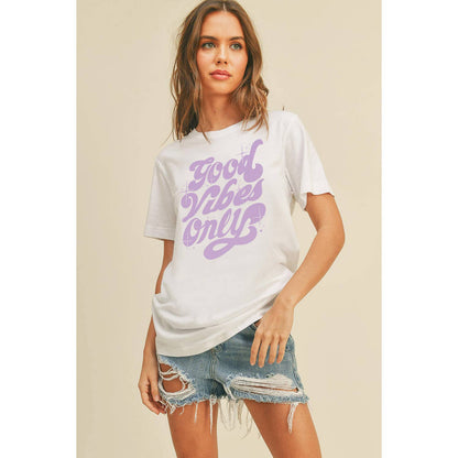Good Vibes Only Graphic Tee: M, FRENCH NAVY