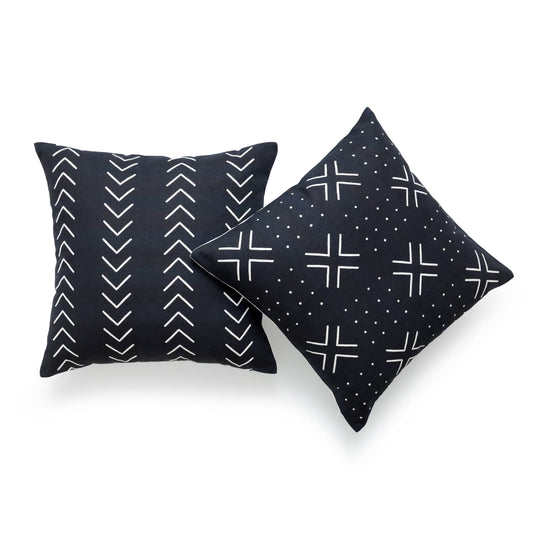 Throw Pillow Cover MudCloth Black White Dots Lines